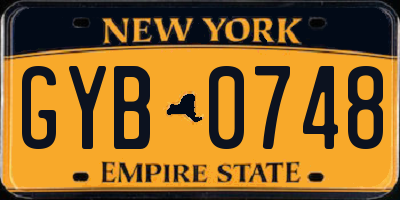 NY license plate GYB0748