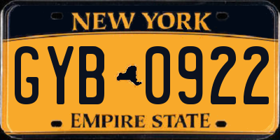 NY license plate GYB0922
