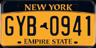 NY license plate GYB0941