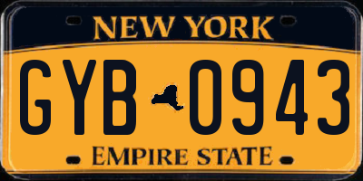NY license plate GYB0943