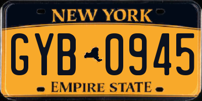 NY license plate GYB0945