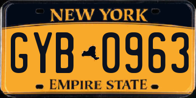 NY license plate GYB0963