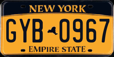 NY license plate GYB0967