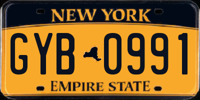 NY license plate GYB0991