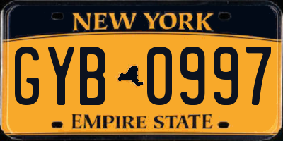 NY license plate GYB0997