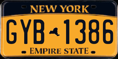 NY license plate GYB1386