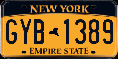 NY license plate GYB1389