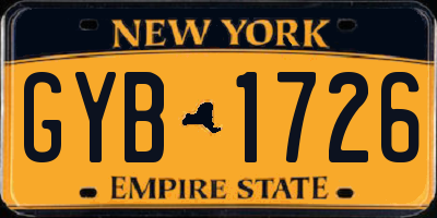 NY license plate GYB1726