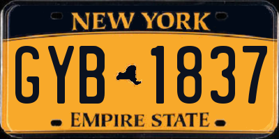 NY license plate GYB1837