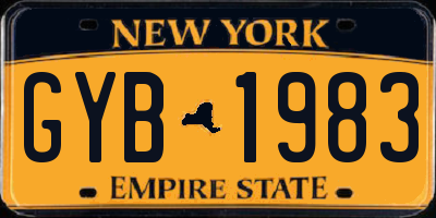 NY license plate GYB1983