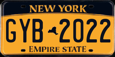 NY license plate GYB2022