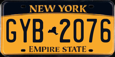 NY license plate GYB2076