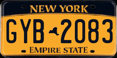 NY license plate GYB2083