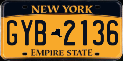 NY license plate GYB2136