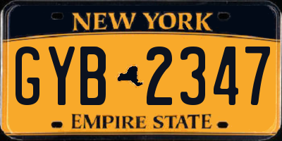 NY license plate GYB2347