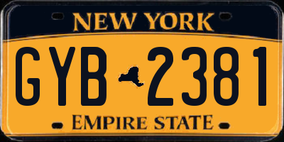 NY license plate GYB2381
