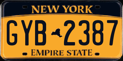 NY license plate GYB2387