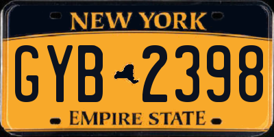 NY license plate GYB2398