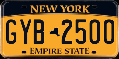 NY license plate GYB2500