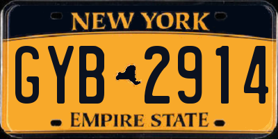 NY license plate GYB2914