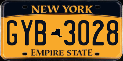 NY license plate GYB3028