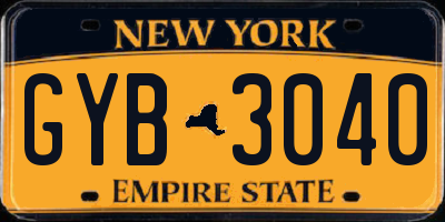 NY license plate GYB3040