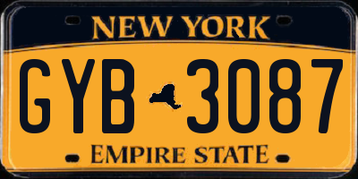 NY license plate GYB3087