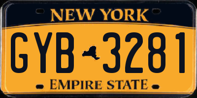 NY license plate GYB3281