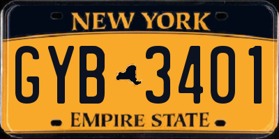 NY license plate GYB3401