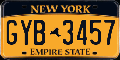 NY license plate GYB3457