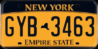 NY license plate GYB3463