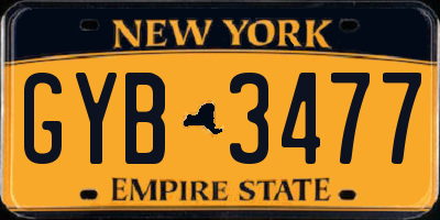 NY license plate GYB3477