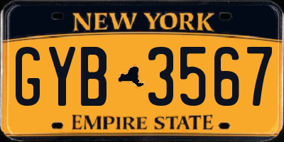NY license plate GYB3567