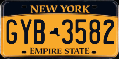 NY license plate GYB3582