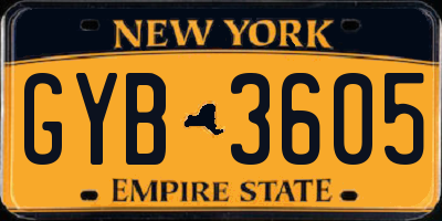 NY license plate GYB3605