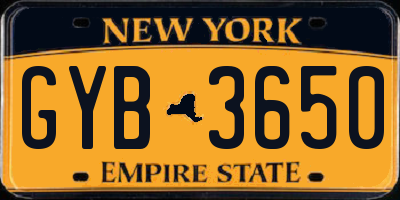 NY license plate GYB3650