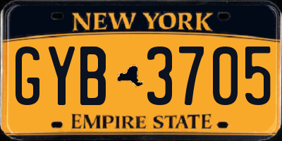 NY license plate GYB3705