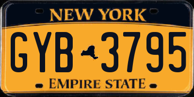NY license plate GYB3795
