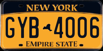 NY license plate GYB4006