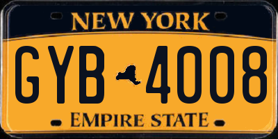 NY license plate GYB4008