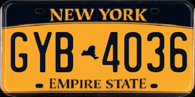 NY license plate GYB4036
