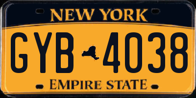 NY license plate GYB4038