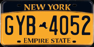 NY license plate GYB4052