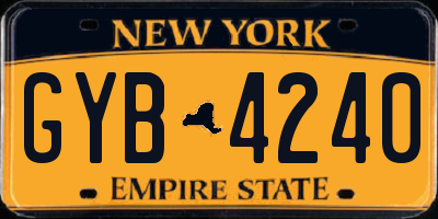 NY license plate GYB4240