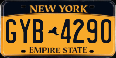 NY license plate GYB4290
