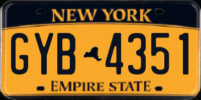 NY license plate GYB4351