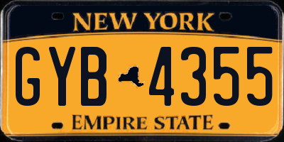 NY license plate GYB4355