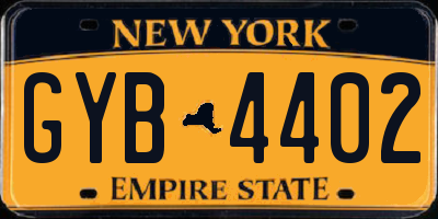 NY license plate GYB4402