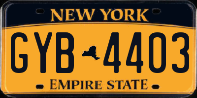 NY license plate GYB4403