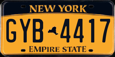 NY license plate GYB4417